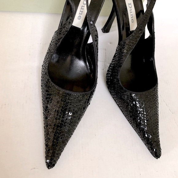 English Dune brand stunning black sequined slingback evening shoes point toe 40 - Picture 5 of 10